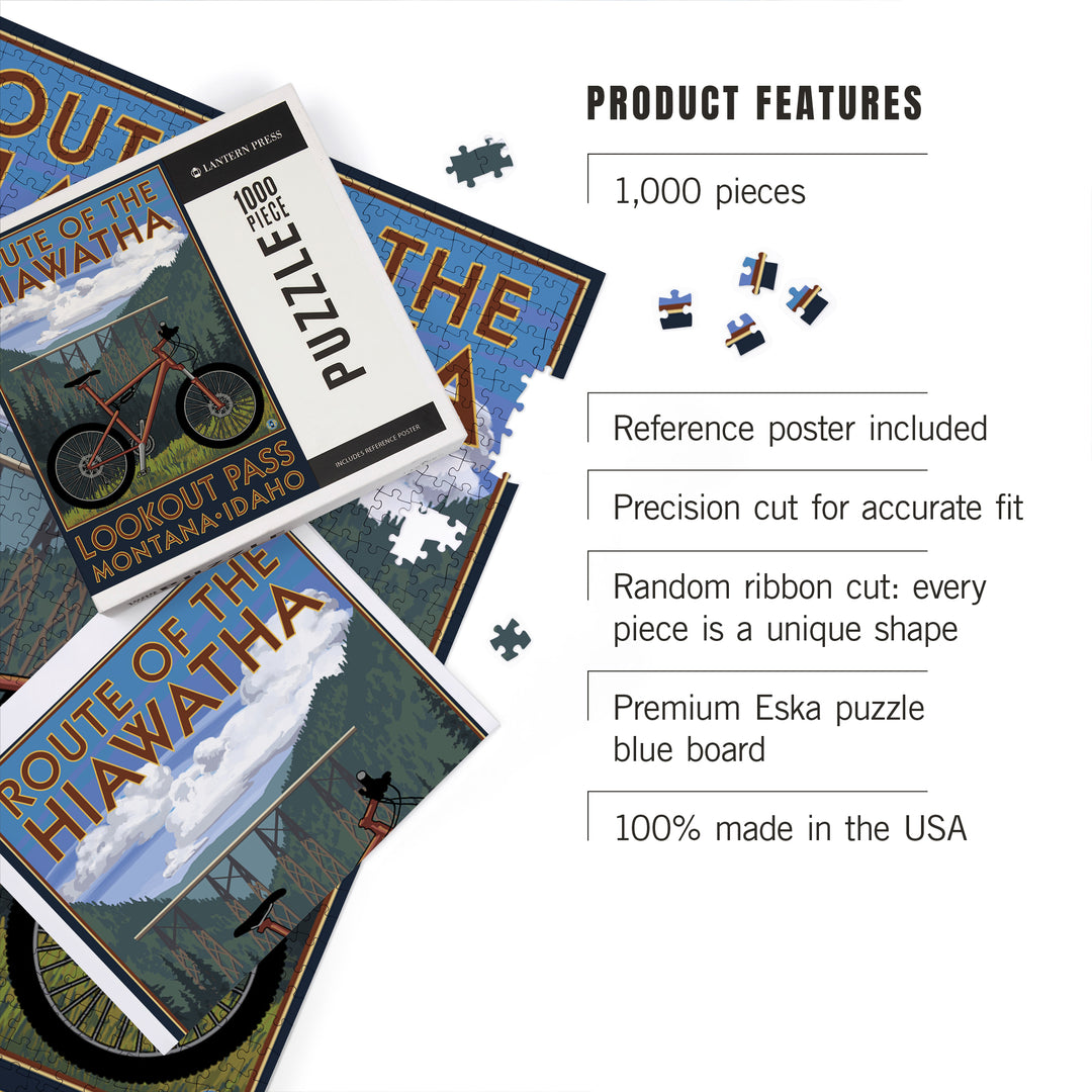 St. Regis, Montana, Route of the Hiawatha Mountain Bike Scene, Jigsaw Puzzle Puzzle Lantern Press 