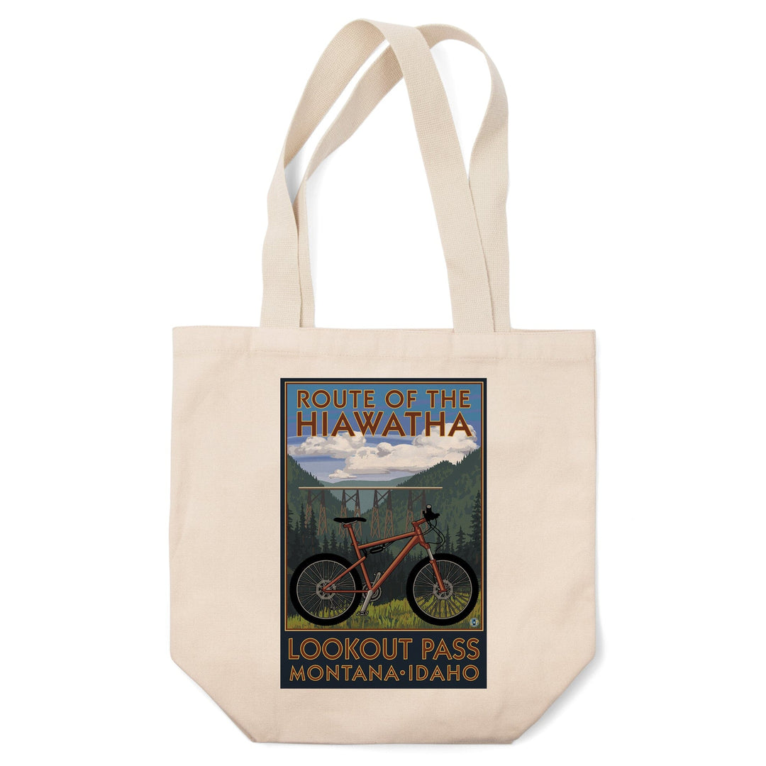 St. Regis, Montana, Route of the Hiawatha Mountain Bike Scene, Lantern Press Artwork, Tote Bag Totes Lantern Press 