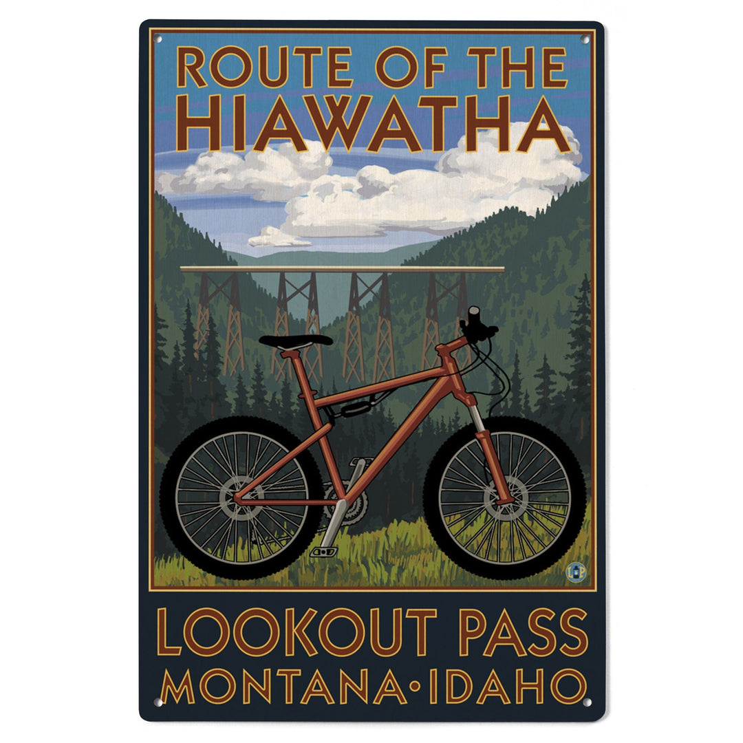 St. Regis, Montana, Route of the Hiawatha Mountain Bike Scene, Lantern Press Artwork, Wood Signs and Postcards Wood Lantern Press 