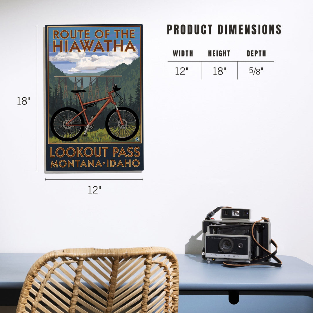 St. Regis, Montana, Route of the Hiawatha Mountain Bike Scene, Lantern Press Artwork, Wood Signs and Postcards Wood Lantern Press 
