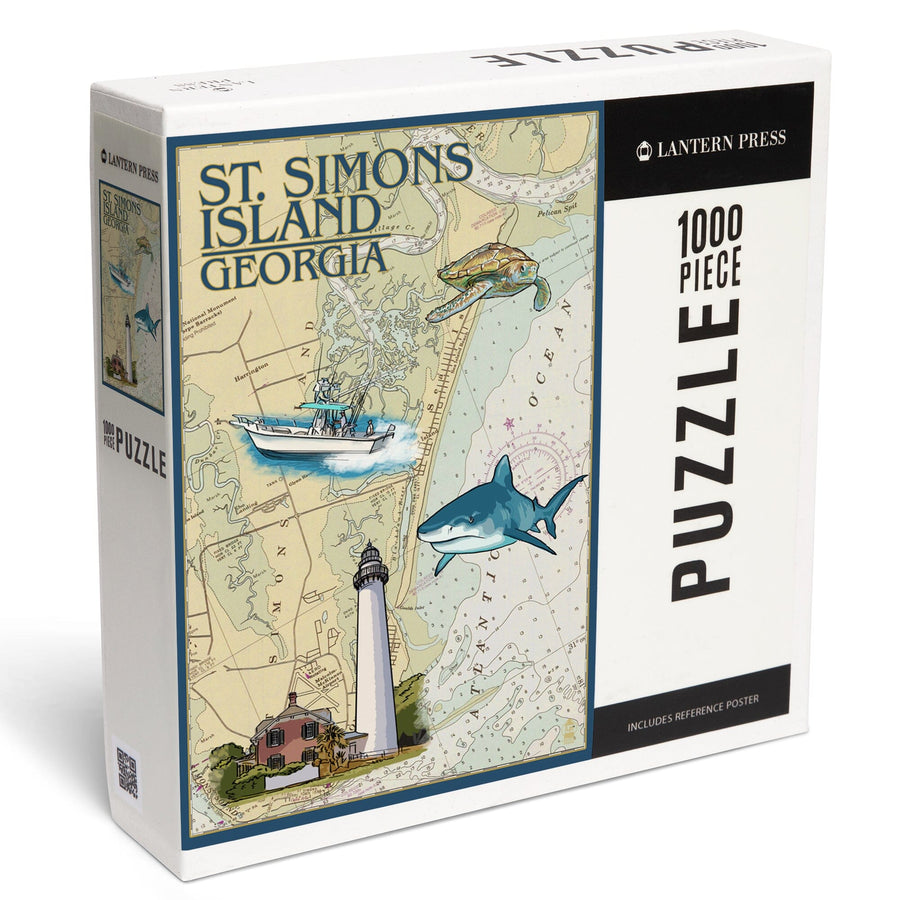 St. Simons Island, Georgia, Nautical Chart, Jigsaw Puzzle Puzzle Lantern Press 