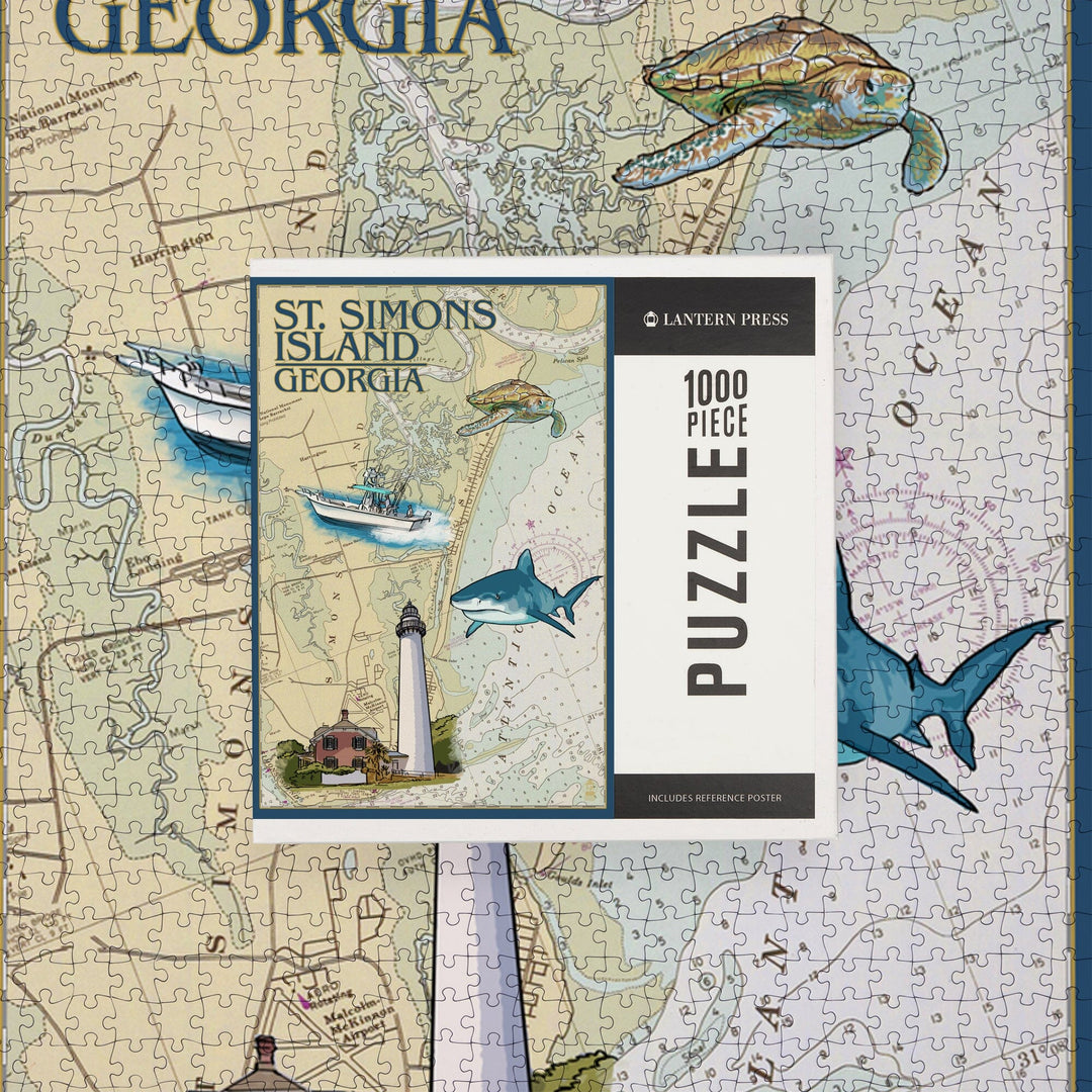 St. Simons Island, Georgia, Nautical Chart, Jigsaw Puzzle Puzzle Lantern Press 