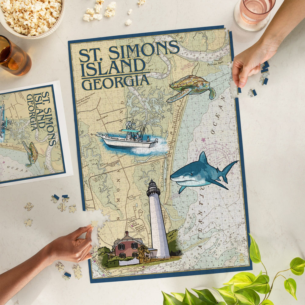 St. Simons Island, Georgia, Nautical Chart, Jigsaw Puzzle Puzzle Lantern Press 