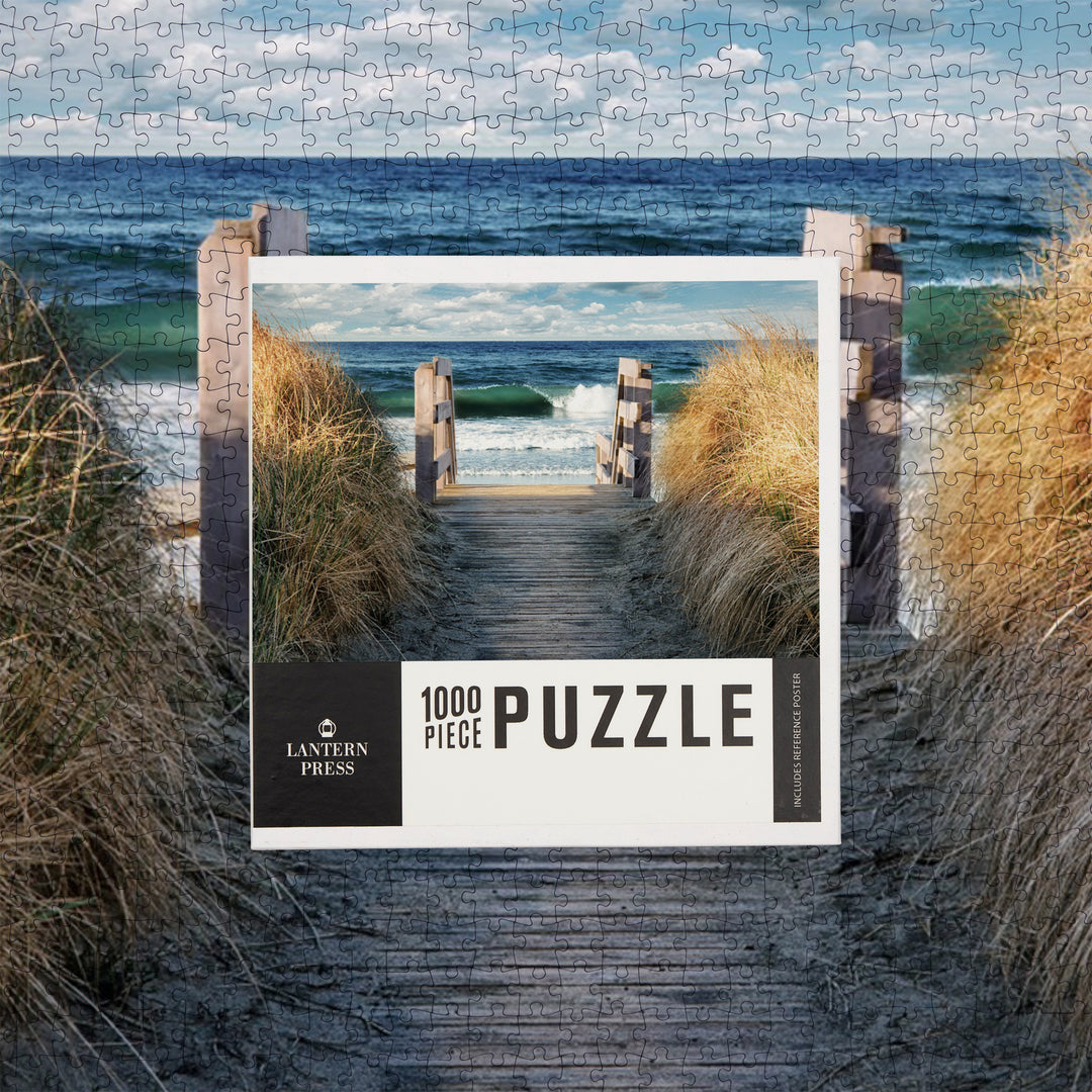 Stairs to Beach, Jigsaw Puzzle Puzzle Lantern Press 