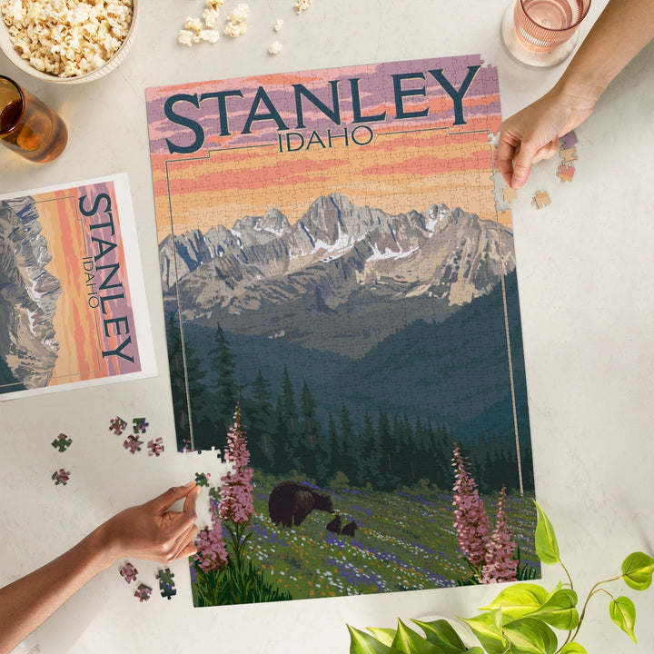 Stanley, Idaho, Bear and Spring Flowers, Jigsaw Puzzle Puzzle Lantern Press 