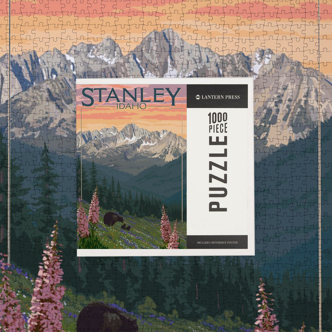 Stanley, Idaho, Bear and Spring Flowers, Jigsaw Puzzle Puzzle Lantern Press 