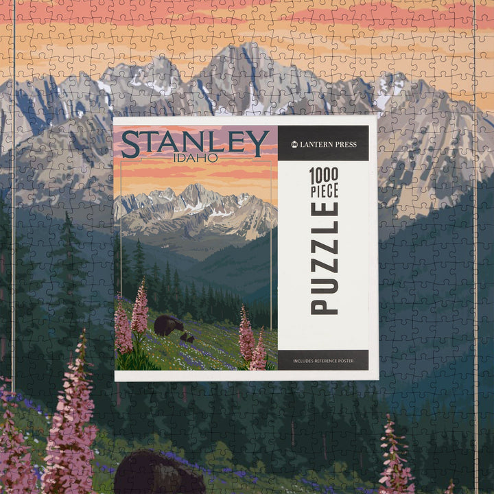 Stanley, Idaho, Bear and Spring Flowers, Jigsaw Puzzle Puzzle Lantern Press 