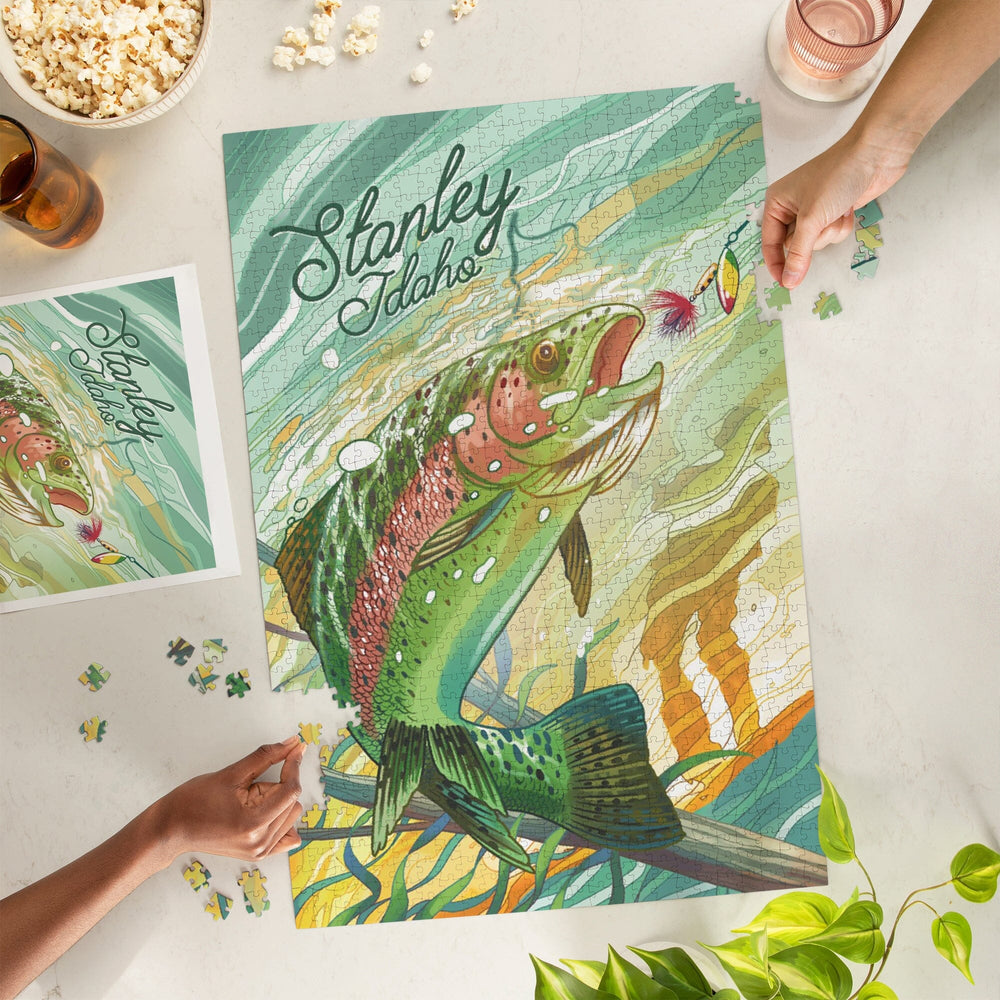 Stanley, Idaho, Fishing, Underwater Trout, Jigsaw Puzzle Puzzle Lantern Press 