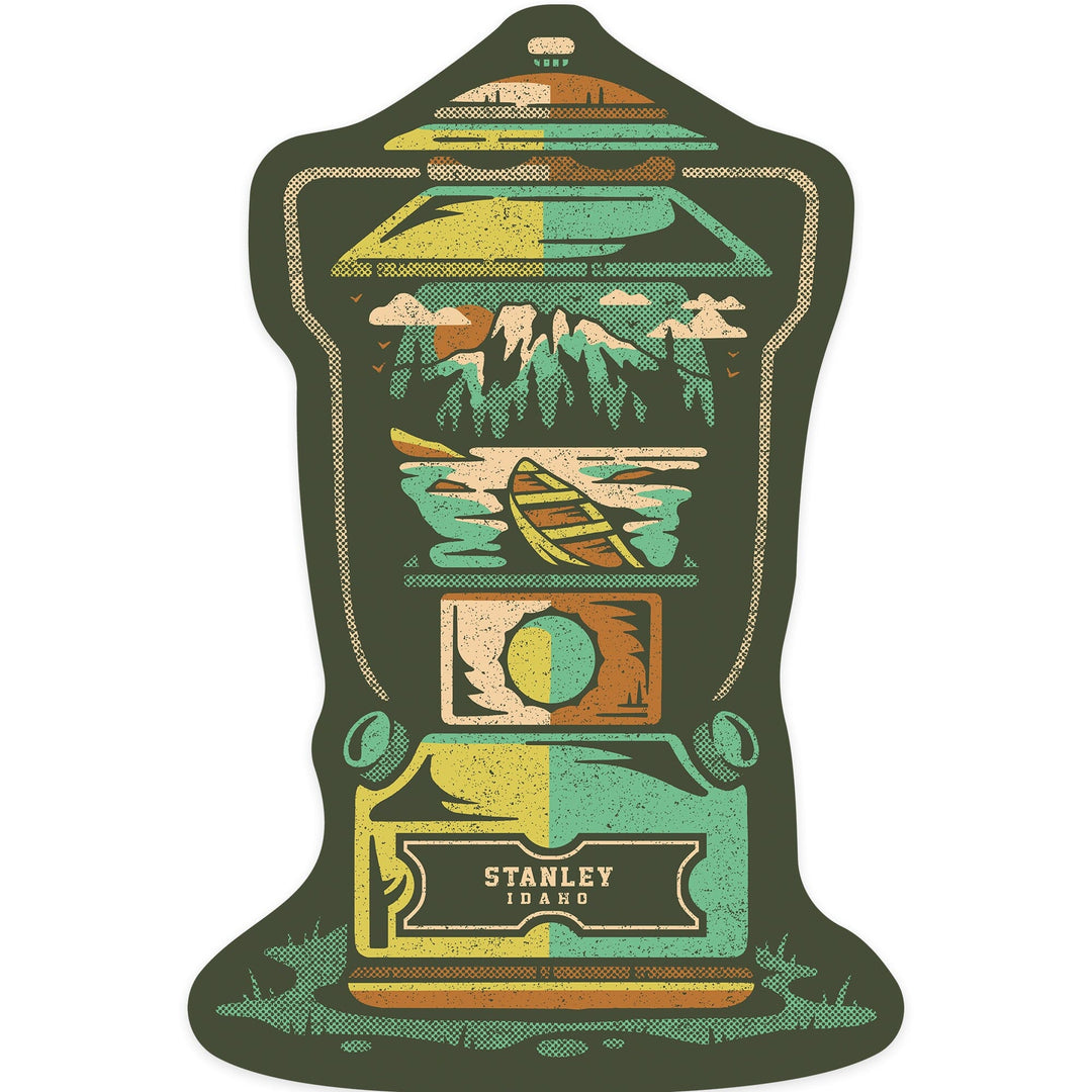 Stanley, Idaho, Lantern, Distressed Vector, Contour, Lantern Press Artwork, Vinyl Sticker Sticker Lantern Press 