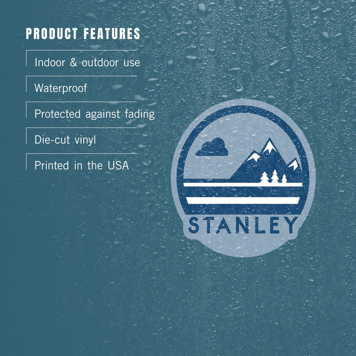 Stanley, Idaho, Mountain & Trees, Contour, Lantern Press Artwork, Vinyl Sticker Sticker Lantern Press 