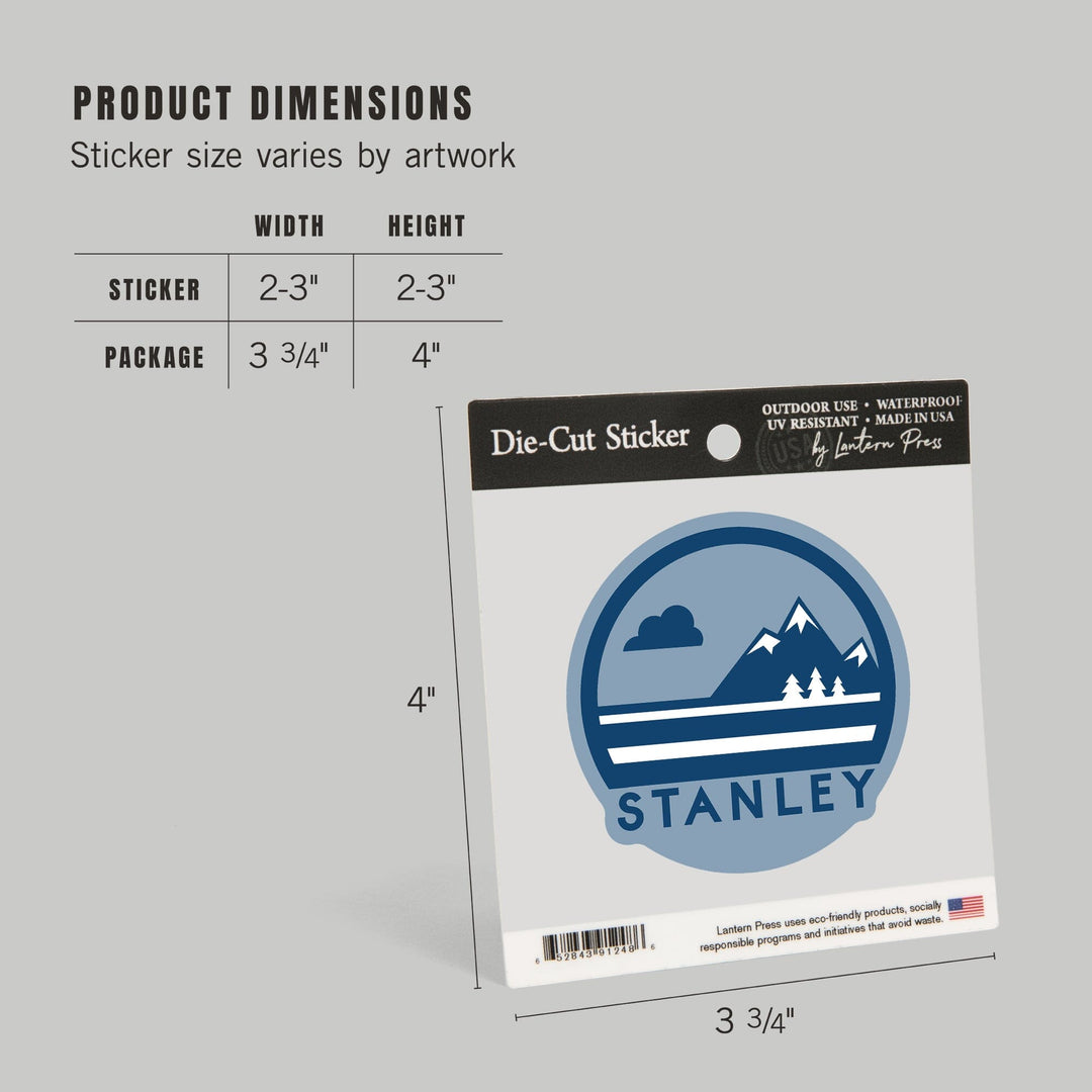 Stanley, Idaho, Mountain & Trees, Contour, Lantern Press Artwork, Vinyl Sticker Sticker Lantern Press 