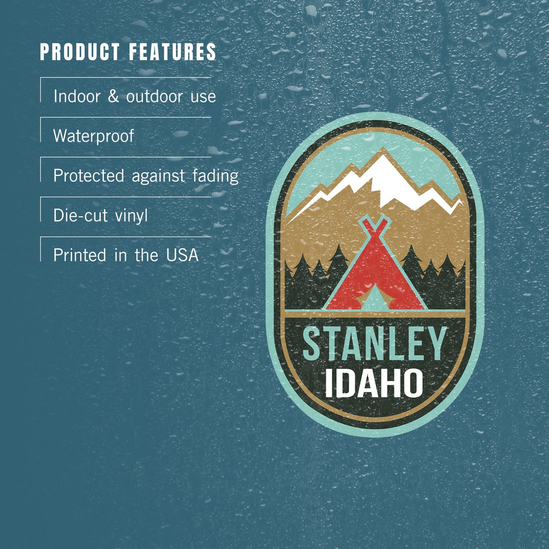 Stanley, Idaho, Red Tent and Mountain, Contour Press, Vinyl Sticker Sticker Lantern Press 