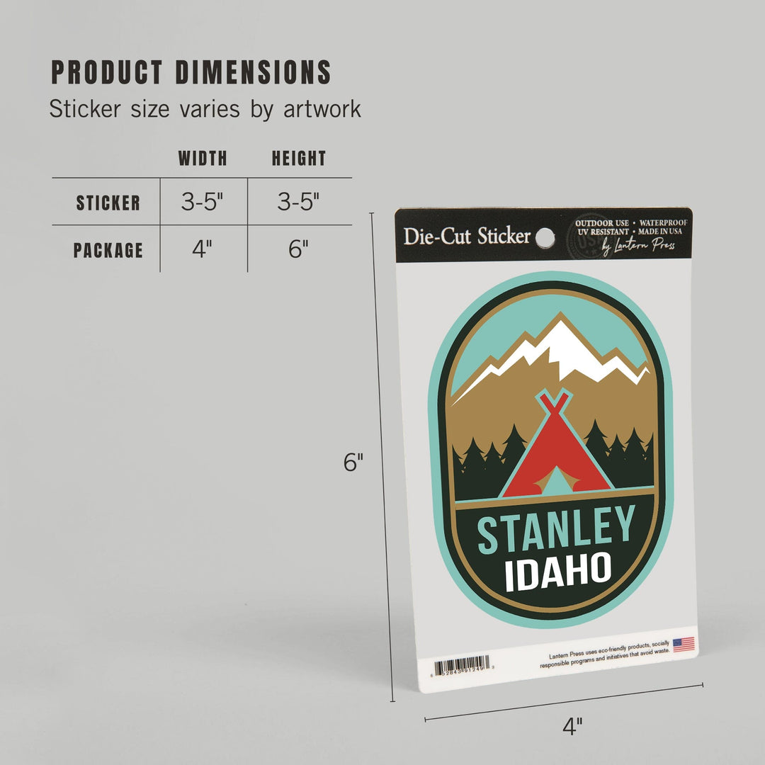 Stanley, Idaho, Red Tent and Mountain, Contour Press, Vinyl Sticker Sticker Lantern Press 