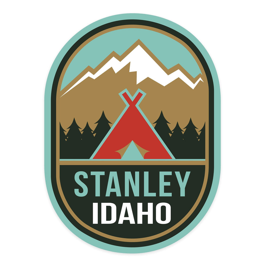 Stanley, Idaho, Red Tent and Mountain, Contour Press, Vinyl Sticker Sticker Lantern Press 