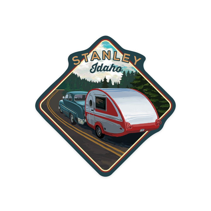 Stanley, Idaho, Retro Camper, Contour Press, Vinyl Sticker Sticker Lantern Press 