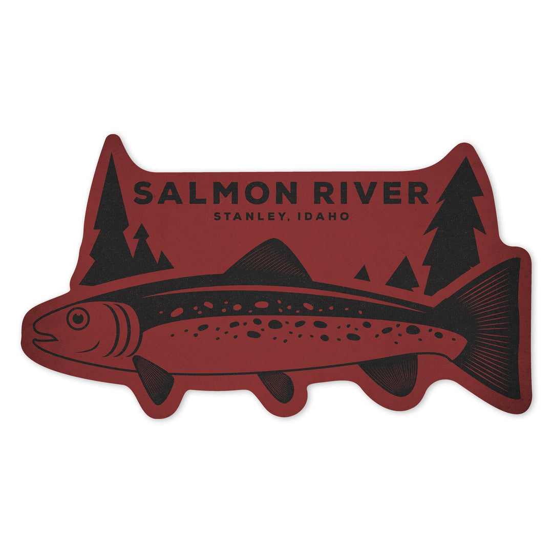 Stanley, Idaho, Salmon River, Trout, Contour, Vinyl Sticker Sticker Lantern Press 