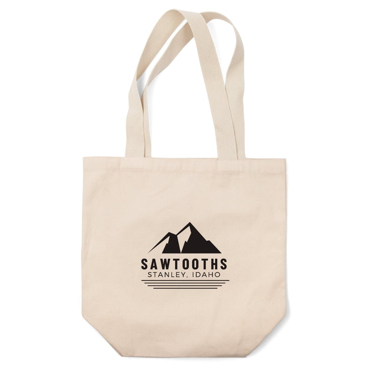 Stanley, Idaho, Sawtooth Mountains, Black & White, Contour, Lantern Press, Tote Bag Totes Lantern Press 