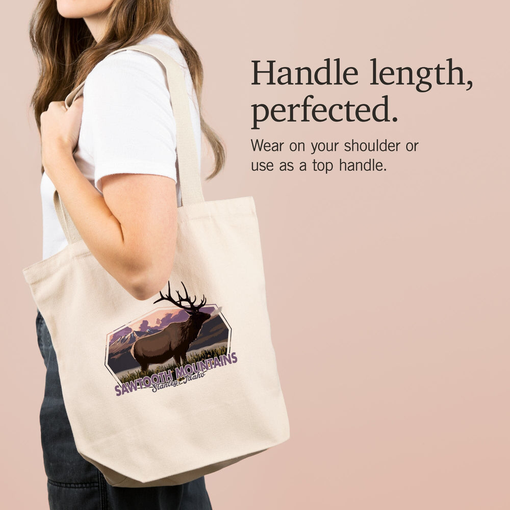 Stanley, Idaho, Sawtooth Mountains, Elk and Sunset,, Tote Bag Totes Lantern Press 