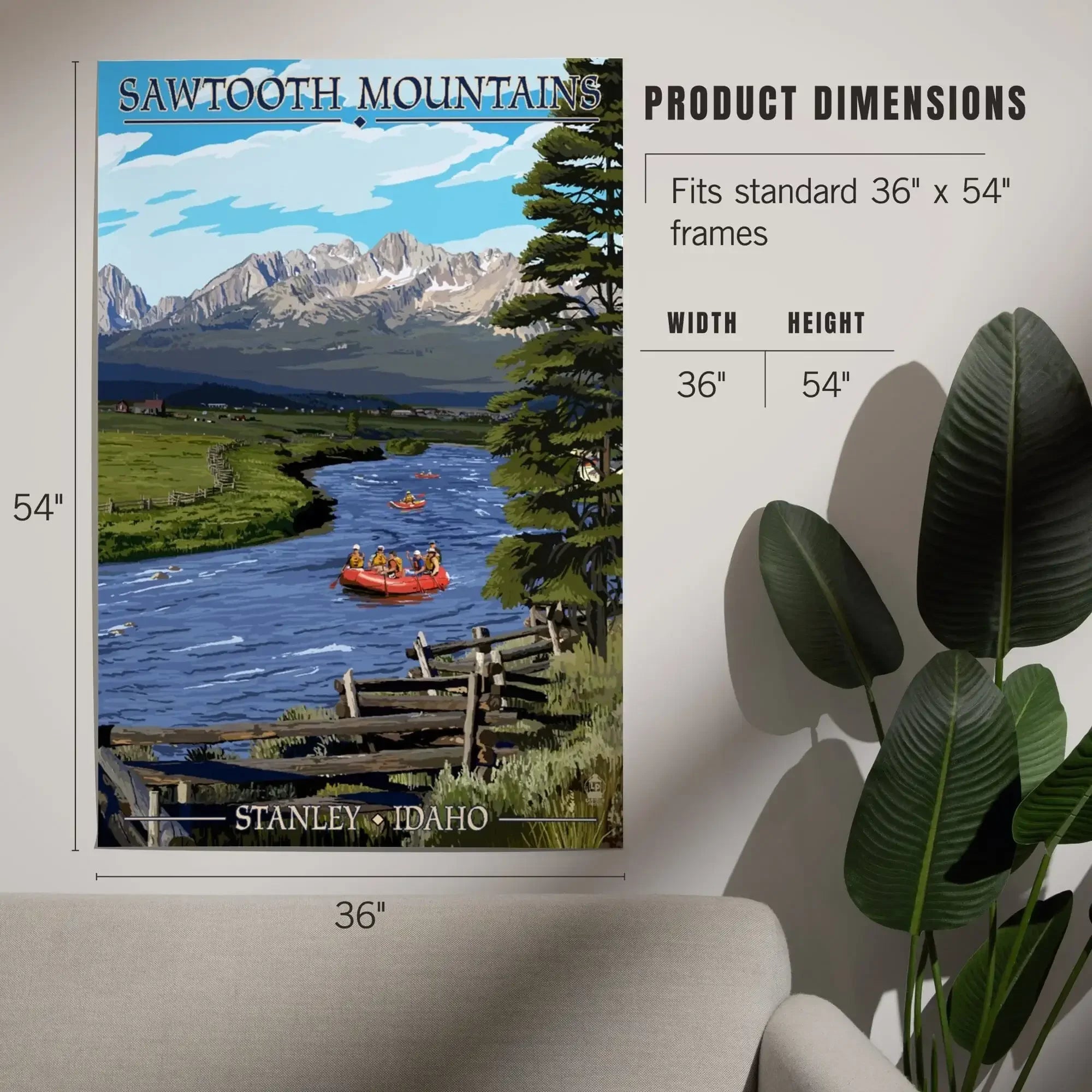Stanley, Idaho, Sawtooth Mountains, Rafting art prints, metal