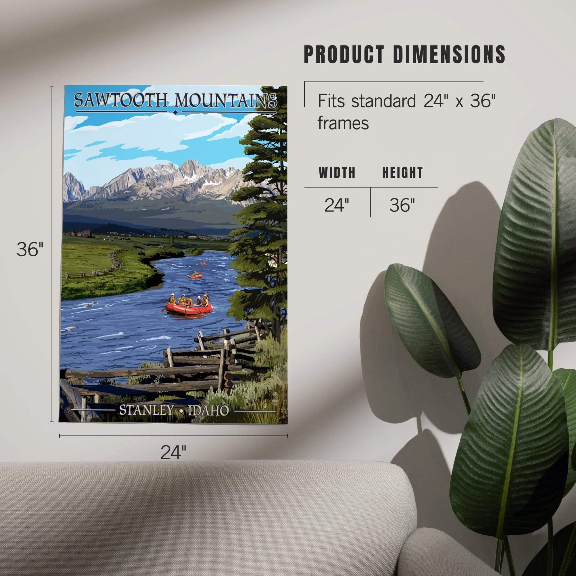 Stanley, Idaho, Sawtooth Mountains, Rafting art prints, metal