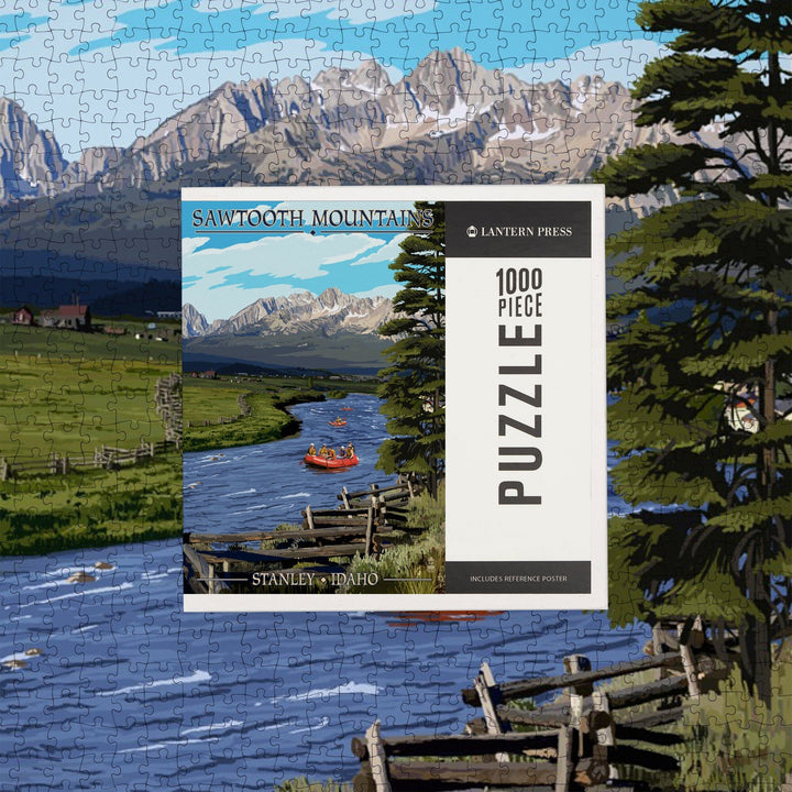 Stanley, Idaho, Sawtooth Mountains, Rafting, Jigsaw Puzzle Puzzle Lantern Press 