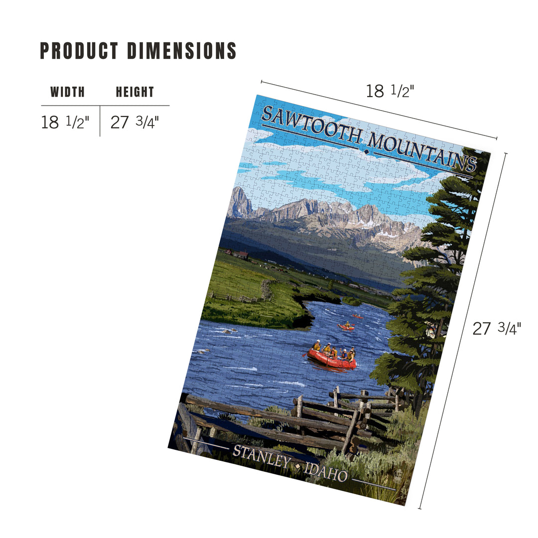 Stanley, Idaho, Sawtooth Mountains, Rafting, Jigsaw Puzzle Puzzle Lantern Press 