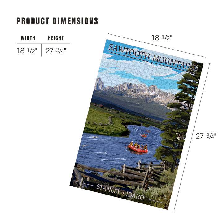 Stanley, Idaho, Sawtooth Mountains, Rafting, Jigsaw Puzzle Puzzle Lantern Press 