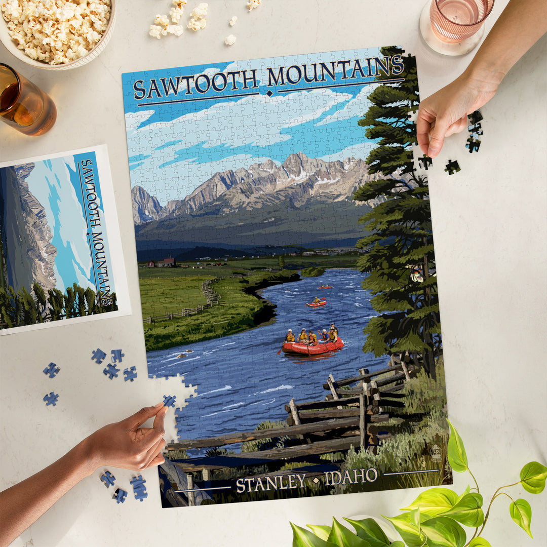 Stanley, Idaho, Sawtooth Mountains, Rafting, Jigsaw Puzzle Puzzle Lantern Press 