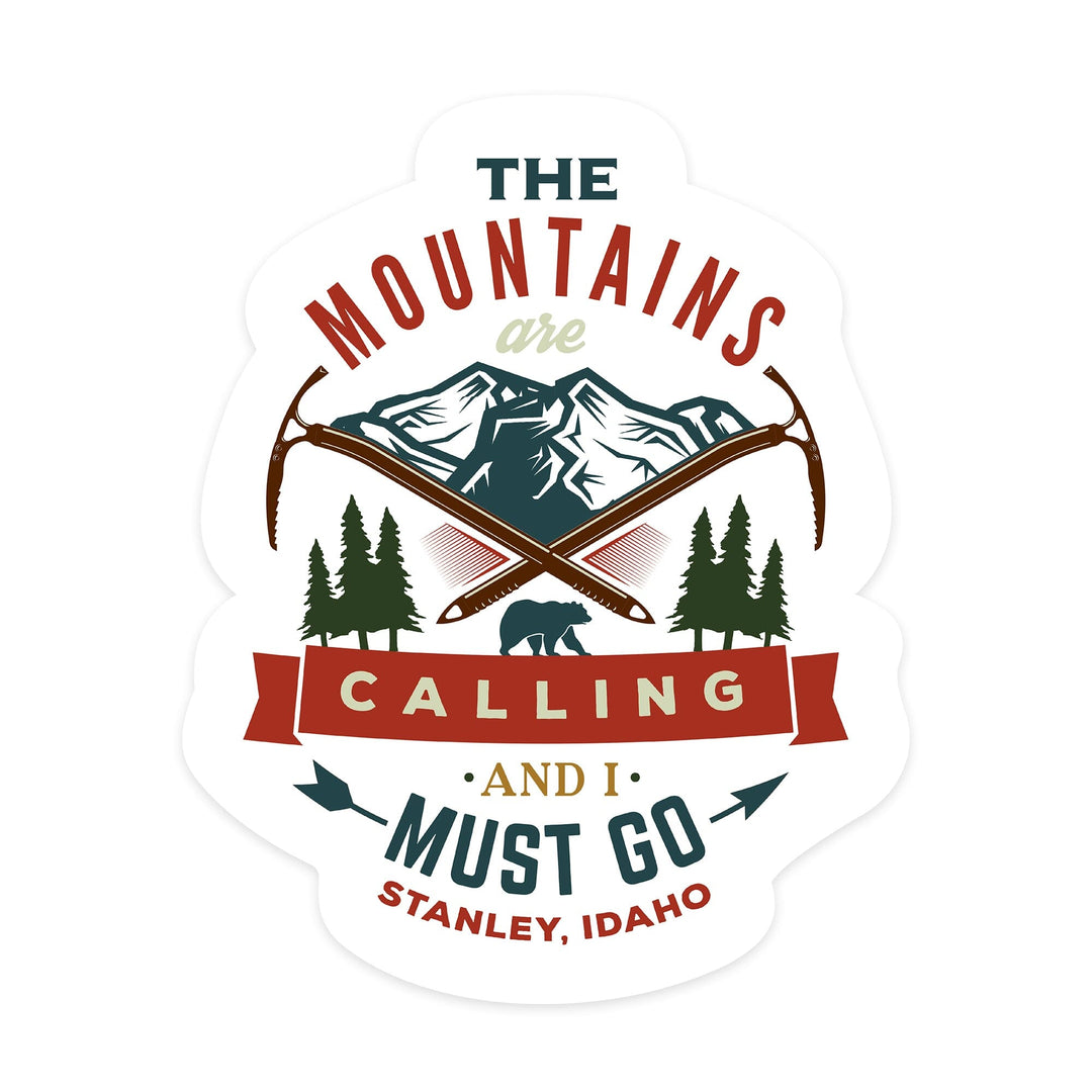 Stanley, Idaho, The Mountains are Calling and I Must Go, Bear, Contour Press, Vinyl Sticker Sticker Lantern Press 