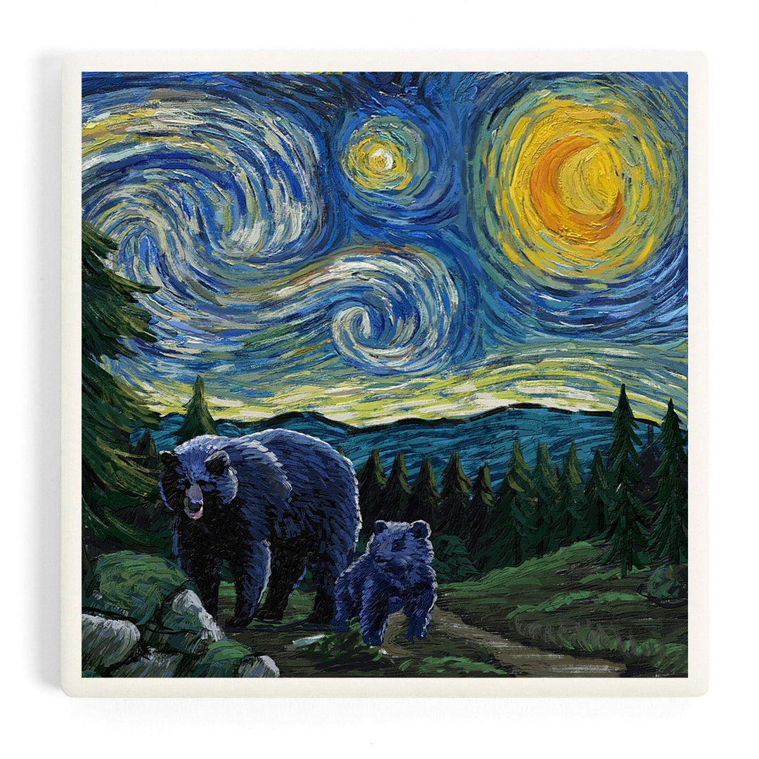 Starry Night, Bear and Cub, Coasters Coasters Lantern Press 