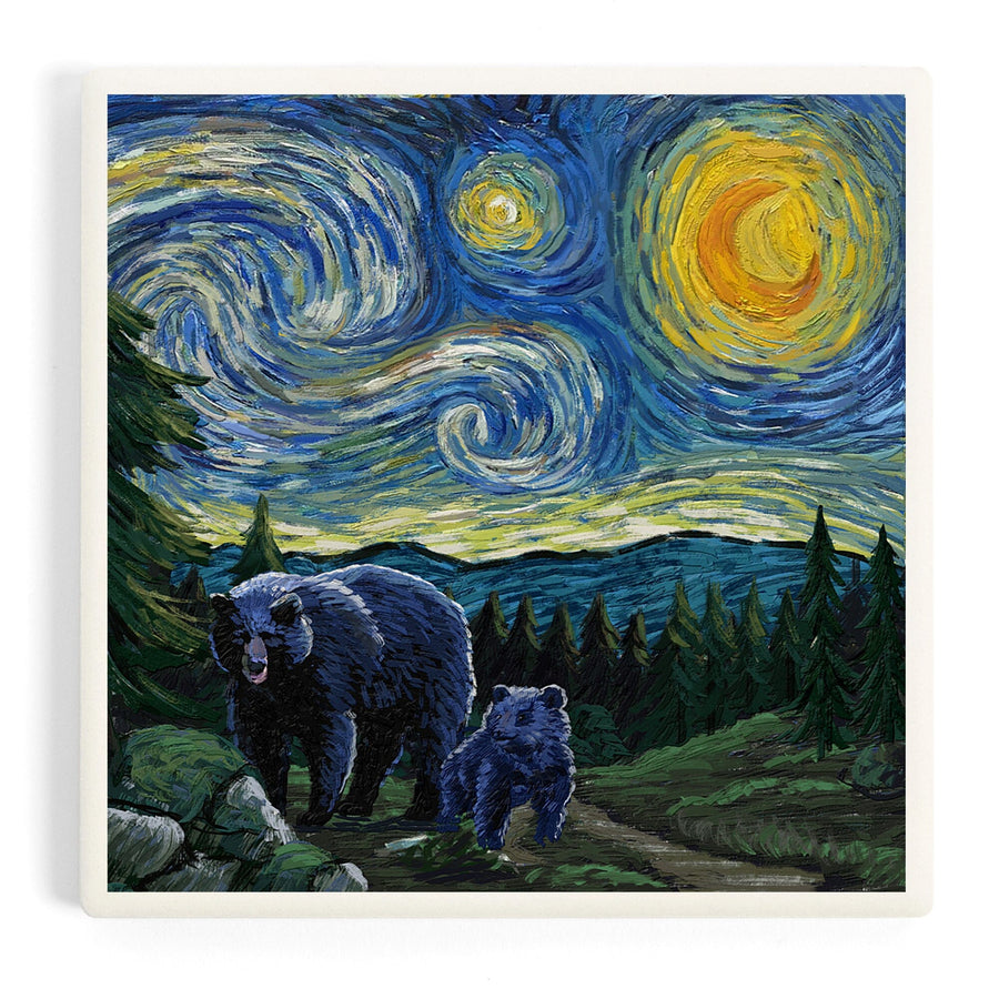 Starry Night, Bear and Cub, Coasters Coasters Lantern Press 