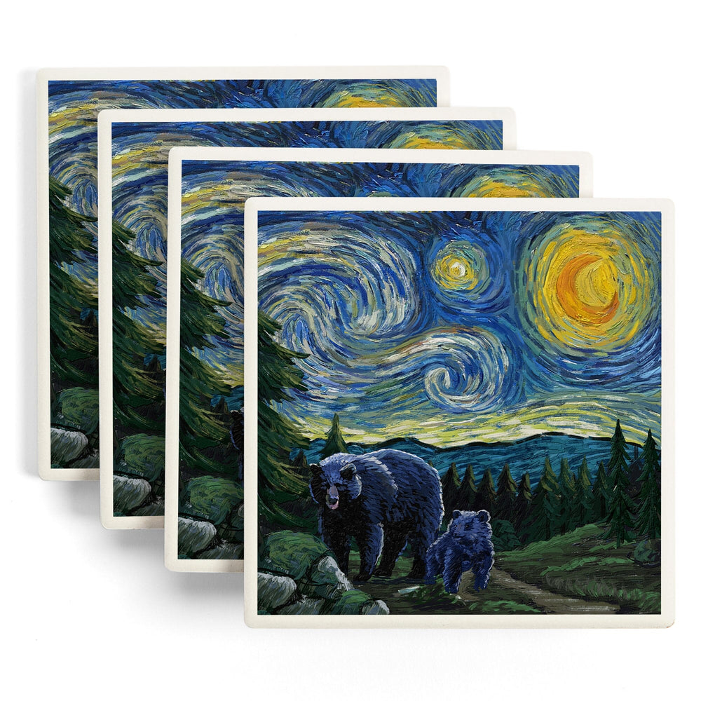 Starry Night, Bear and Cub, Coasters Coasters Lantern Press 