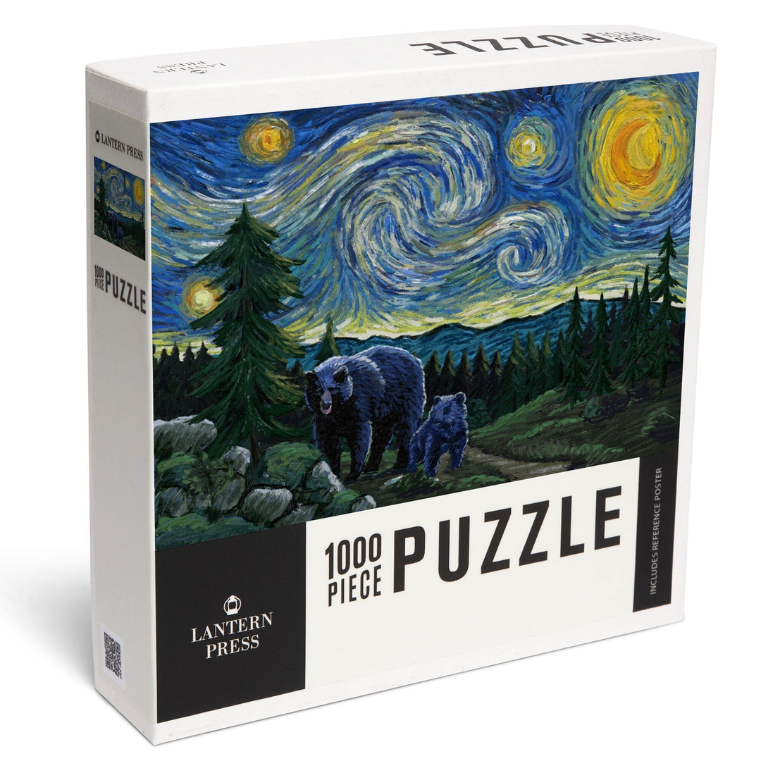 Starry Night, Bear and Cub, Jigsaw Puzzle Puzzle Lantern Press 
