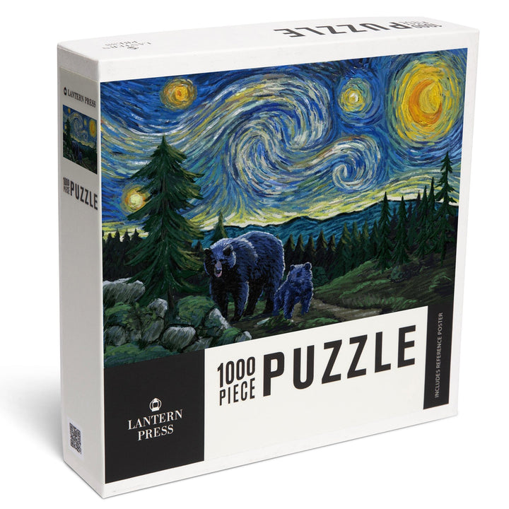 Starry Night, Bear and Cub, Jigsaw Puzzle Puzzle Lantern Press 
