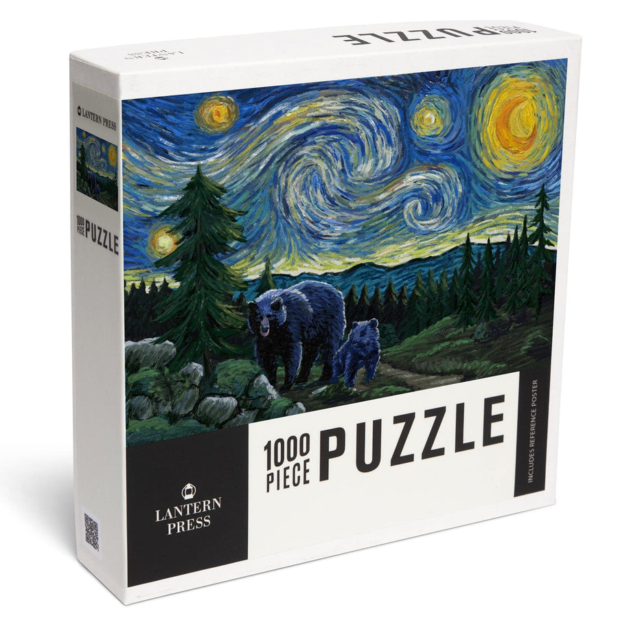 Starry Night, Bear and Cub, Jigsaw Puzzle Puzzle Lantern Press 