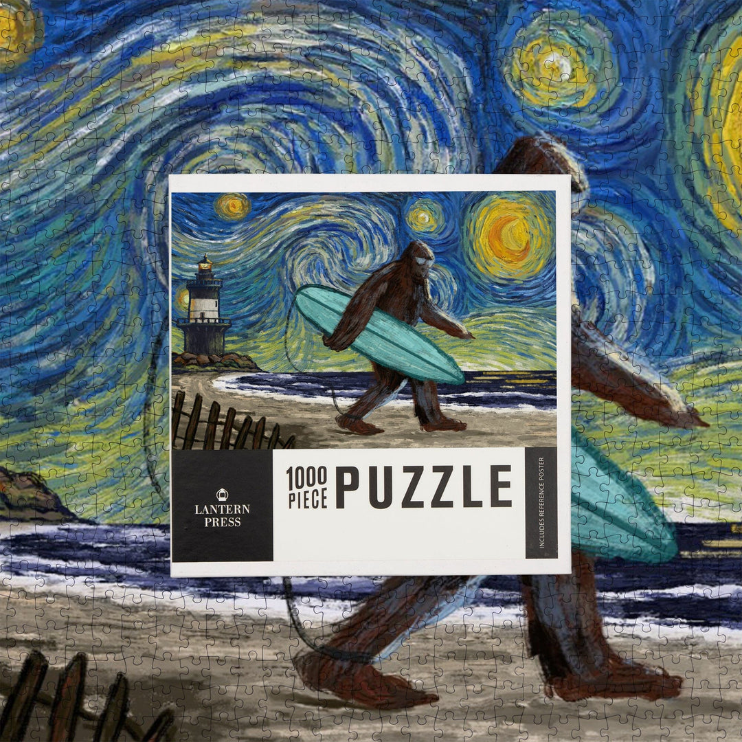 Starry Night, Bigfoot on the Beach, Jigsaw Puzzle Puzzle Lantern Press 