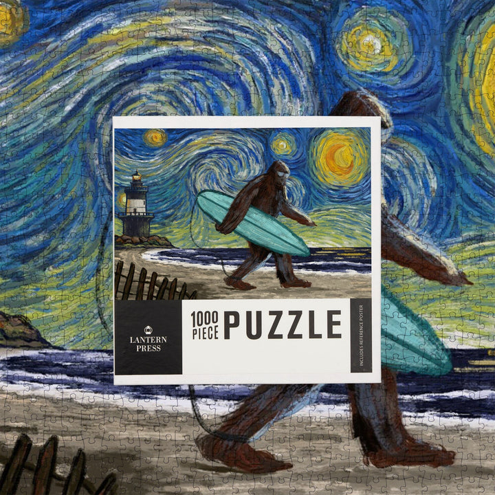 Starry Night, Bigfoot on the Beach, Jigsaw Puzzle Puzzle Lantern Press 