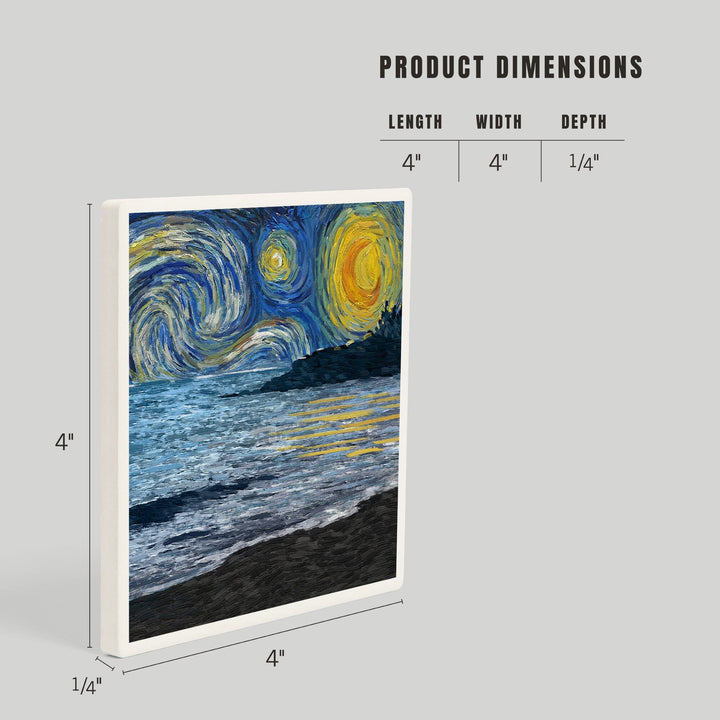 Starry Night, Coastline, Coasters Coasters Lantern Press 