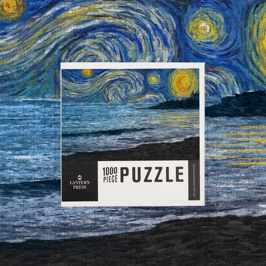 Starry Night, Coastline, Jigsaw Puzzle Puzzle Lantern Press 