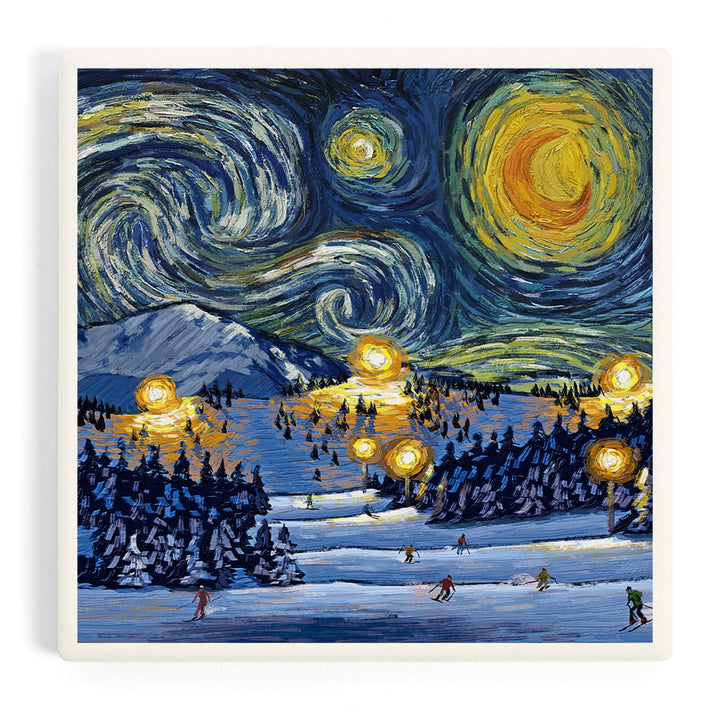 Starry Night, Ski, Coasters Coasters Lantern Press 