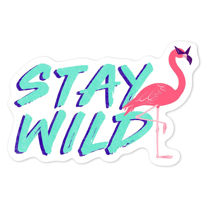 Stay Wild, Flamingo, Contour, Lantern Press Artwork, Vinyl Sticker Sticker Lantern Press 