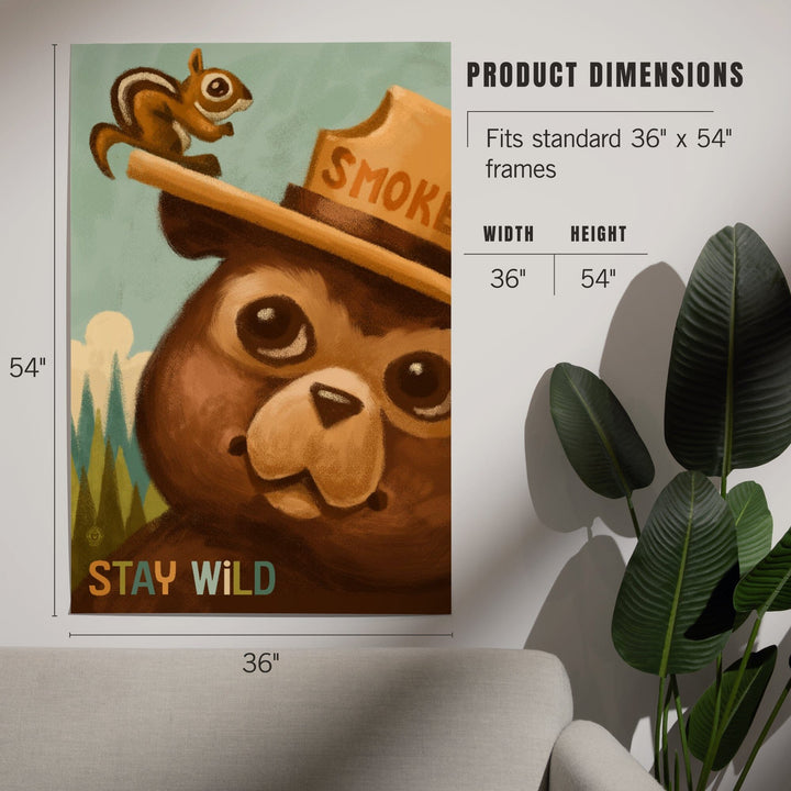 Stay Wild, Smokey Bear and Squirrel, Art & Giclee Prints Art Lantern Press 