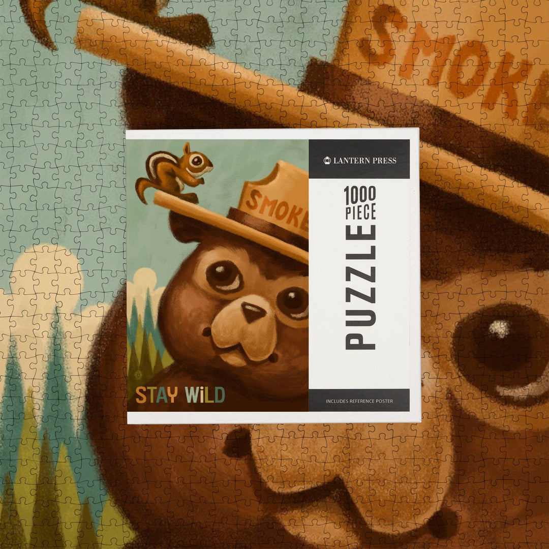 Stay Wild, Smokey Bear and Squirrel, Jigsaw Puzzle Puzzle Lantern Press 