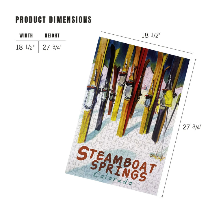 Steamboat Springs, Colorado, Colorful Skis, Jigsaw Puzzle Puzzle Lantern Press 