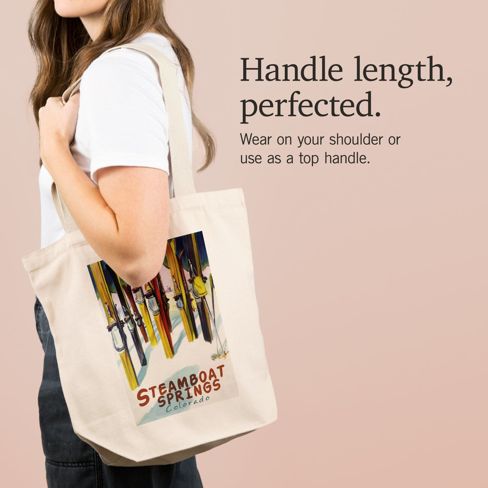 Steamboat Springs, Colorado, Colorful Skis, Tote Bag Totes Lantern Press 