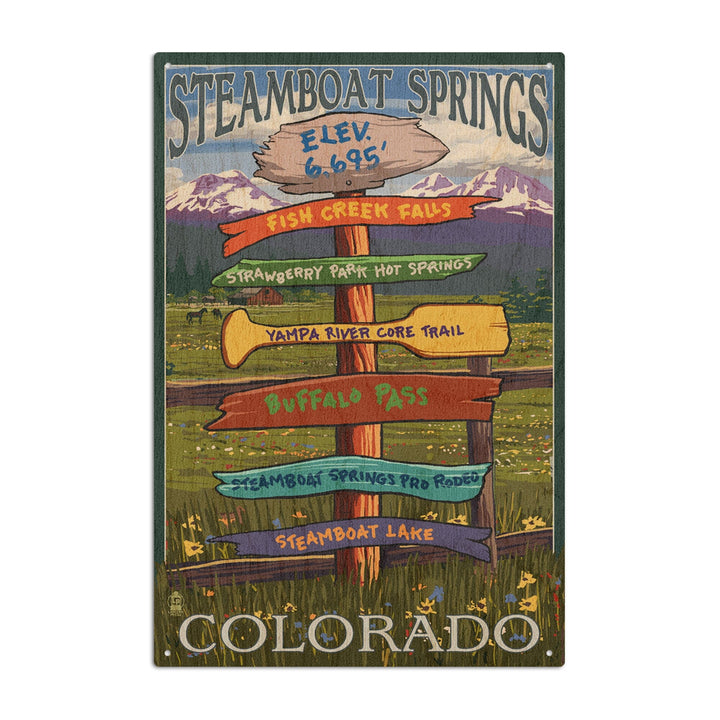 Steamboat Springs, Colorado, Destinations Sign, Lantern Press Artwork, Wood Signs and Postcards Wood Lantern Press 10 x 15 Wood Sign 