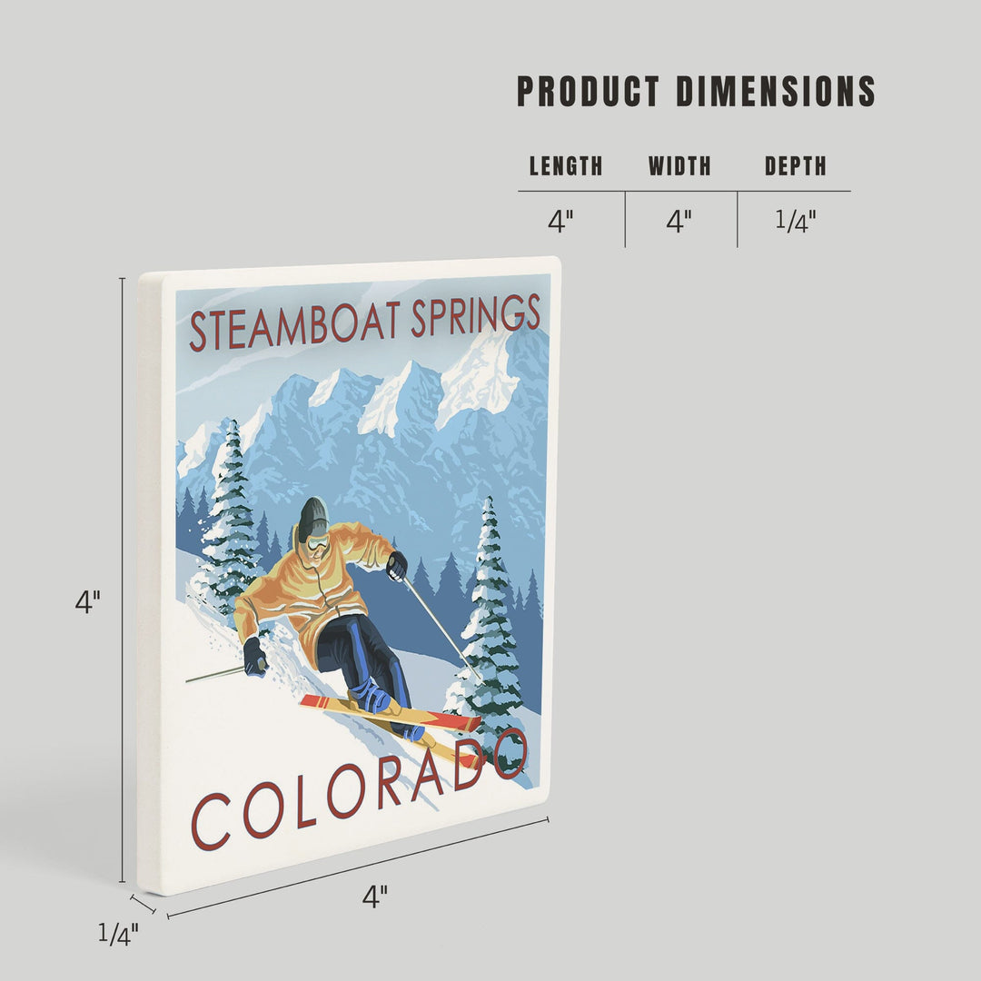 Steamboat Springs, Colorado, Downhill Skier, Coasters Coasters Lantern Press 
