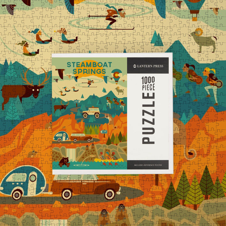 Steamboat Springs, Colorado, Geometric, Jigsaw Puzzle Puzzle Lantern Press 