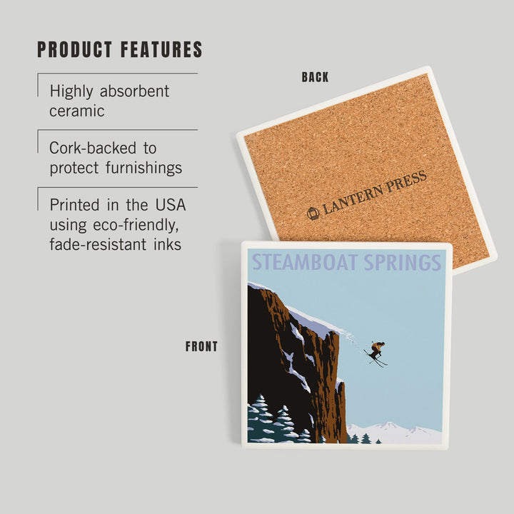 Steamboat Springs, Colorado, Skier Jumping, Coasters Coasters Lantern Press 