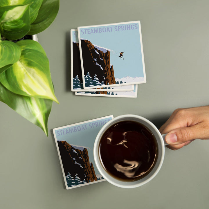 Steamboat Springs, Colorado, Skier Jumping, Coasters Coasters Lantern Press 